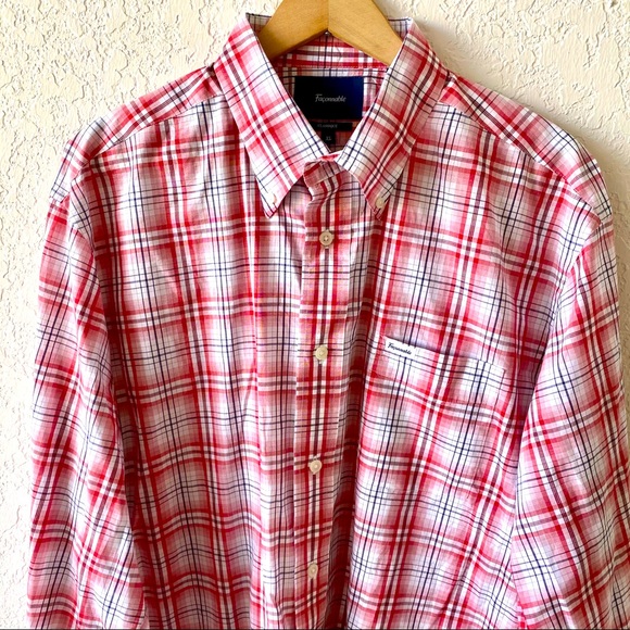 Faconnable Other - Faconnable plaid button down shirt red XL